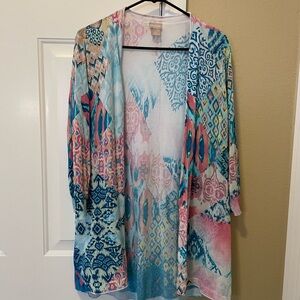 2 Chico's Tops! 1 Multicolor Cardigan & 1 Striped Cotton Top, Sz 2